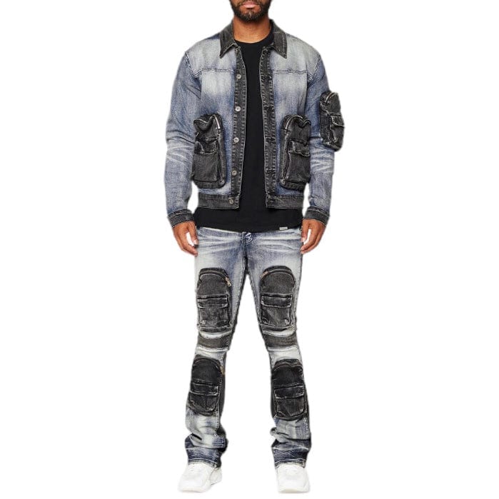 Valabasas Captain Denim Jacket (Blue Black Wash) VLBS6035 - Image 6