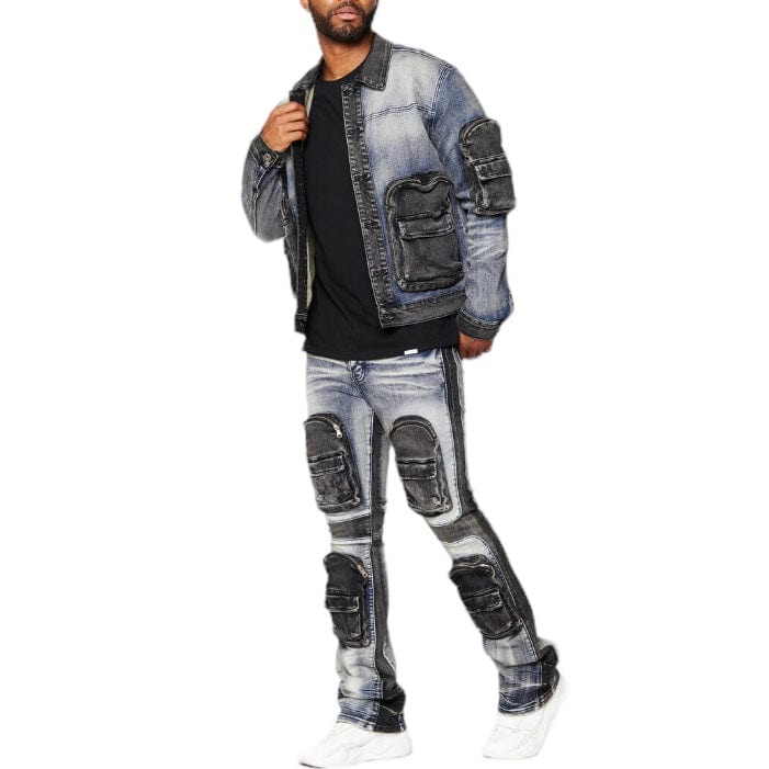 Valabasas Captain Denim Jacket (Blue Black Wash) VLBS6035 - Image 7