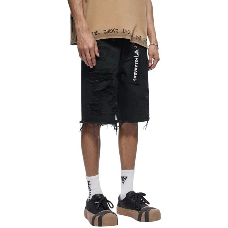 Valabasas Clipped Denim Shorts (Black Waxed) VLBS-VSH2-1034 - Image 2