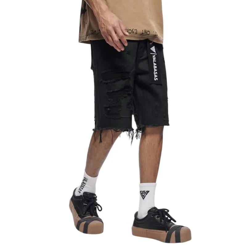 Valabasas Clipped Denim Shorts (Black Waxed) VLBS-VSH2-1034 - Image 5