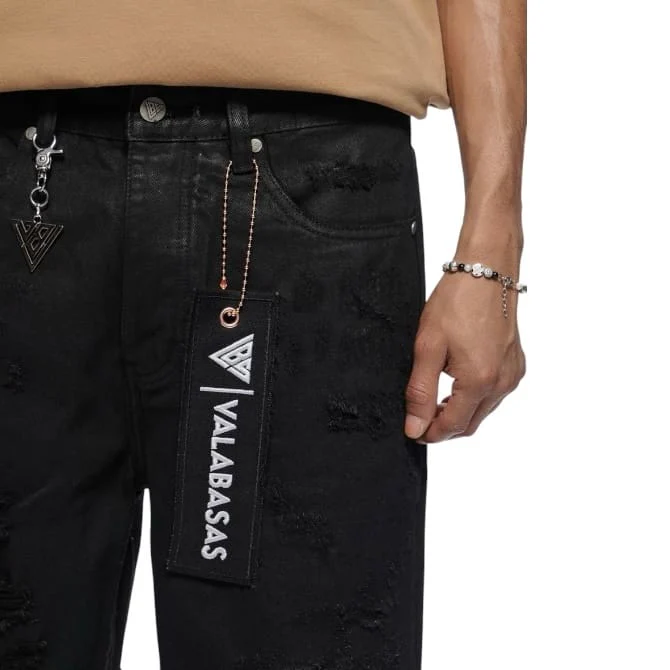 Valabasas Clipped Denim Shorts (Black Waxed) VLBS-VSH2-1034 - Image 7