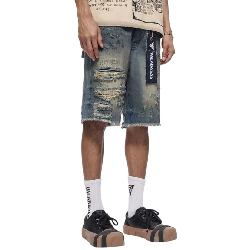Valabasas Clipped Denim Shorts (Dirty Wash) VLBS-VSHS-1034 - Image 3