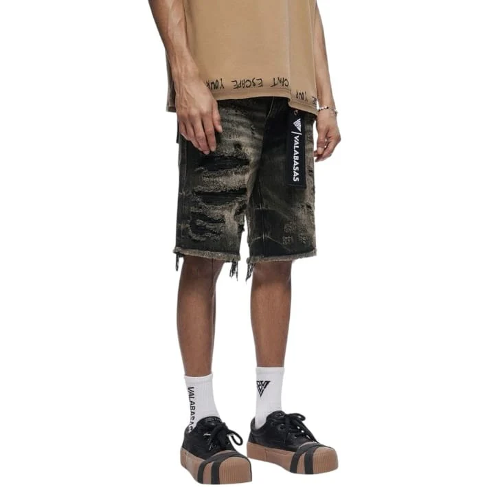 Valabasas Clipped Denim Shorts (Grey Wash) VLBS-VSH2-1034 - Image 3