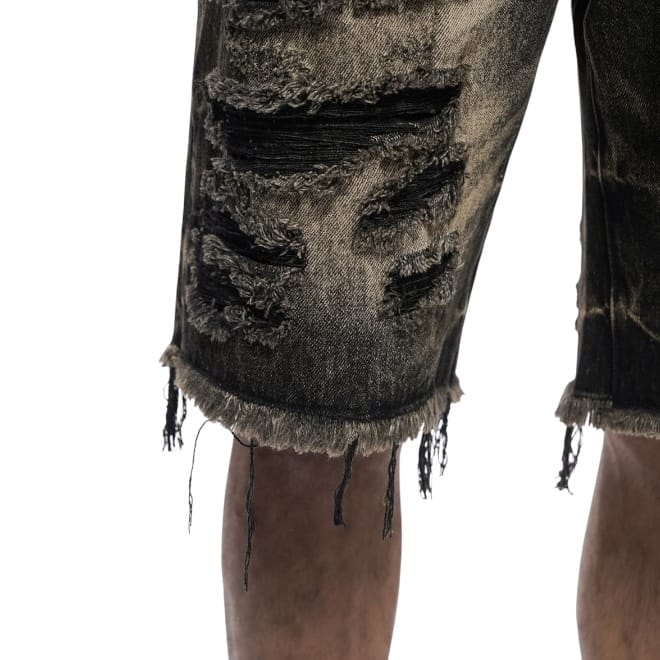 Valabasas Clipped Denim Shorts (Grey Wash) VLBS-VSH2-1034 - Image 6
