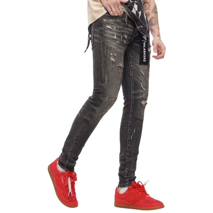 Valabasas Collage Skinny Denim (Grey Vintage Wash) VLBS-VJ1-1011 - Image 5