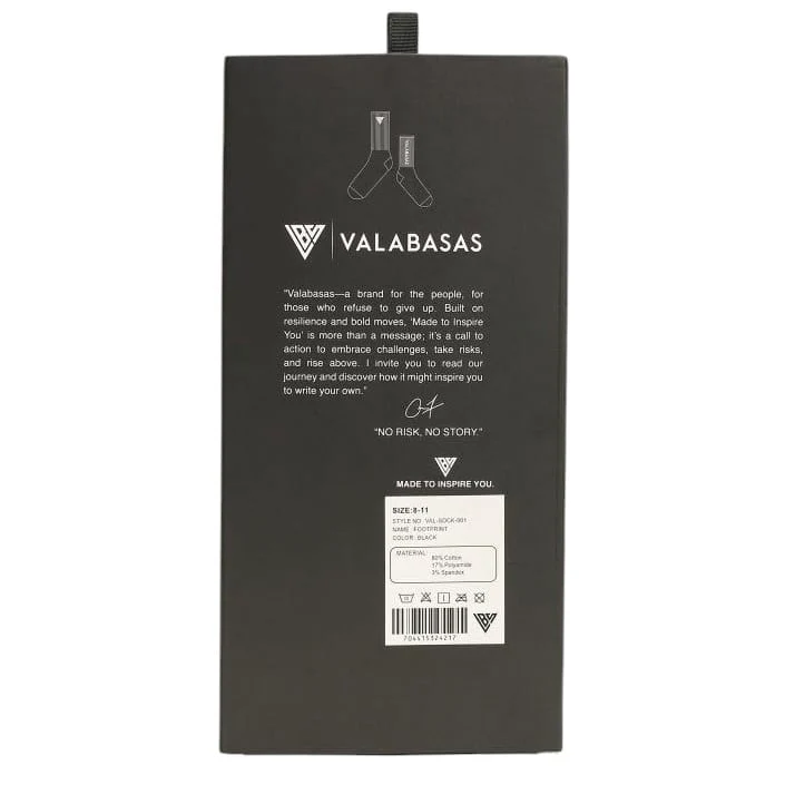 Valabasas Footprint Socks (Black) VAL-SOCK-001 - Image 6