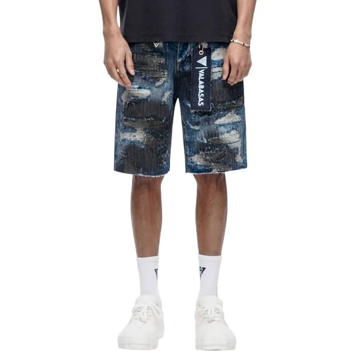 Valabasas Incise Denim Shorts (Dark Blue) VLBS-VSH1-1009
