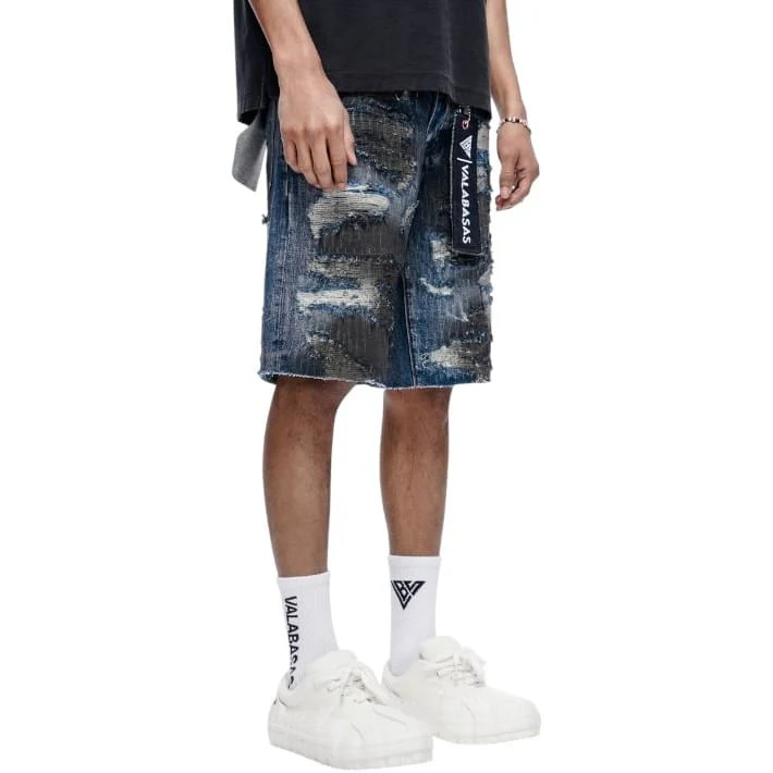 Valabasas Incise Denim Shorts (Dark Blue) VLBS-VSH1-1009 - Image 3