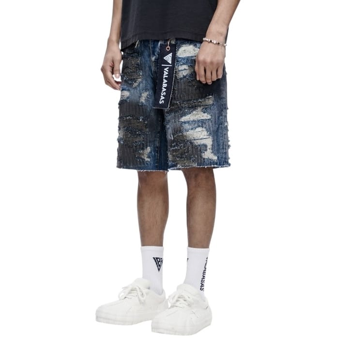 Valabasas Incise Denim Shorts (Dark Blue) VLBS-VSH1-1009 - Image 4