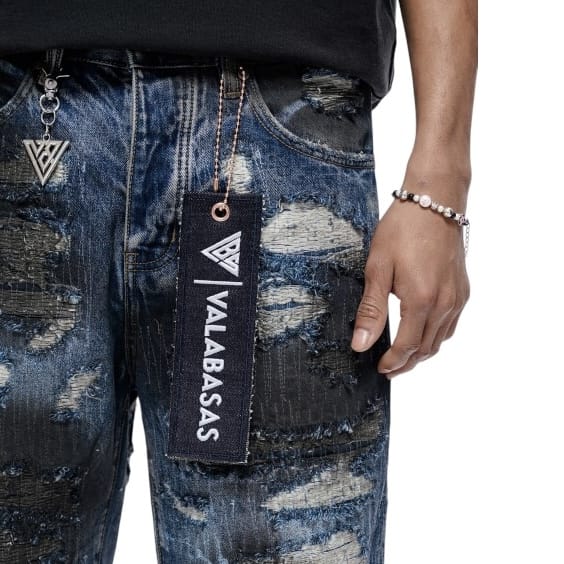 Valabasas Incise Denim Shorts (Dark Blue) VLBS-VSH1-1009 - Image 6