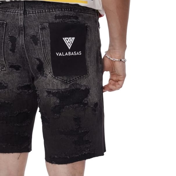 Valabasas Incise Denim Shorts (Grey Wash) VLBS-VSH1-1009 - Image 7