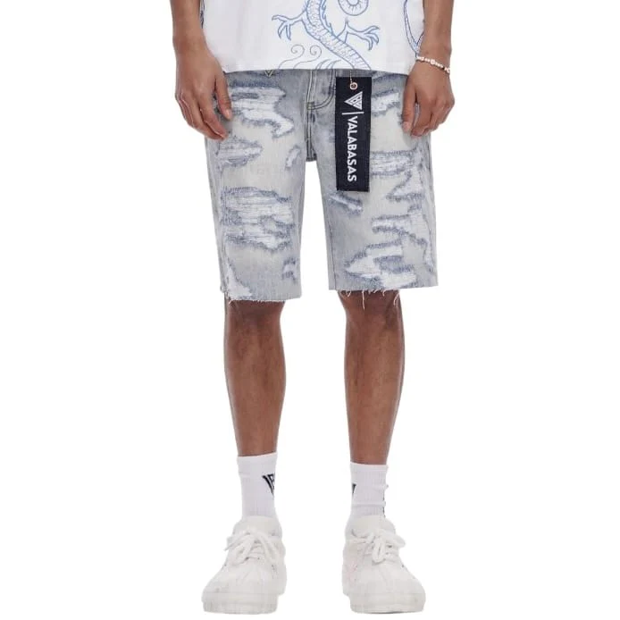 Valabasas Incise Denim Shorts (Light Blue Wash) VLBS-VSH1-1009