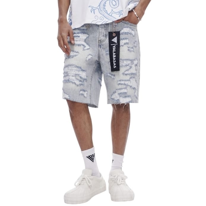 Valabasas Incise Denim Shorts (Light Blue Wash) VLBS-VSH1-1009 - Image 2