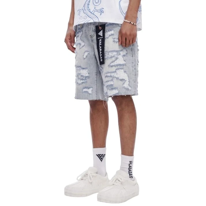 Valabasas Incise Denim Shorts (Light Blue Wash) VLBS-VSH1-1009 - Image 4
