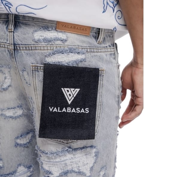Valabasas Incise Denim Shorts (Light Blue Wash) VLBS-VSH1-1009 - Image 7