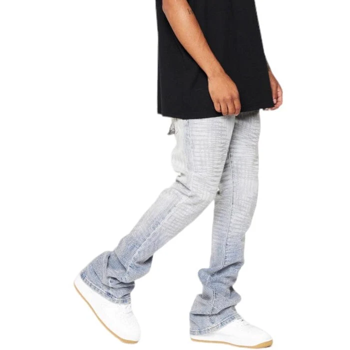 Valabasas Mr. Embroidery Denim Stacked Flare Jean (Icy Azure) VLBS3483 - Image 4