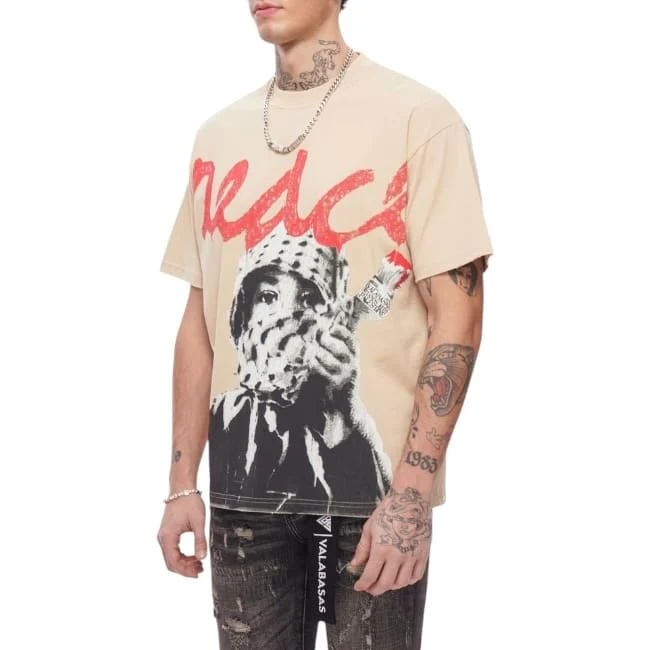 Valabasas Peace Over Purge Tee (Beige) VLBS-VT1-1105 - Image 3