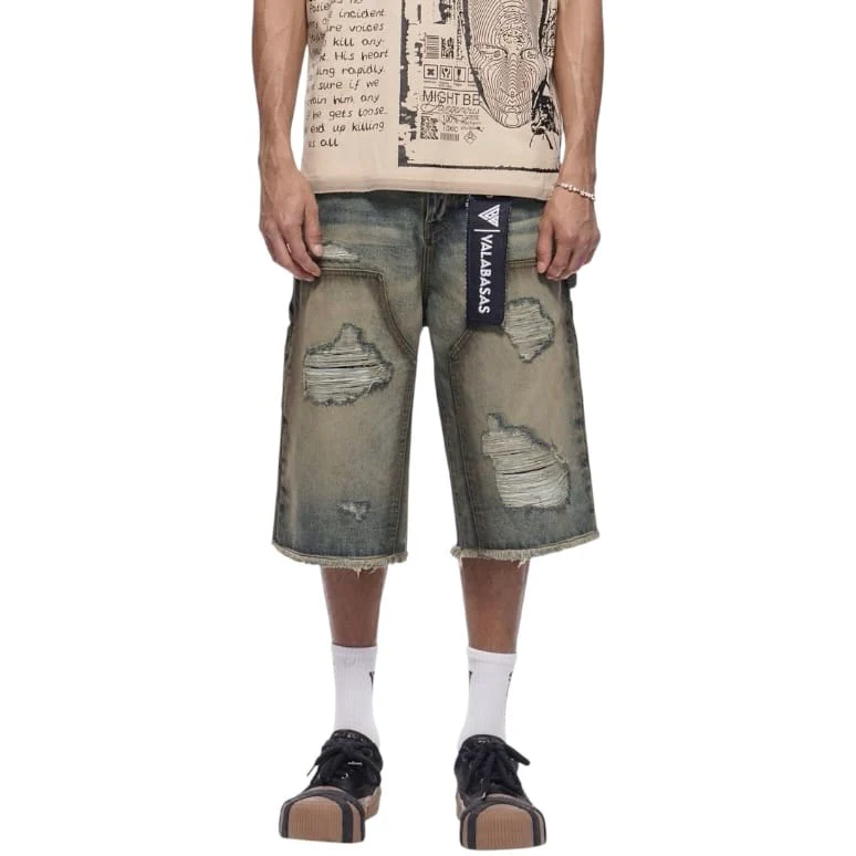 Valabasas Revolt Baggy Denim Shorts (Dirty Vintage Wash) VLBS-VSH2-1035