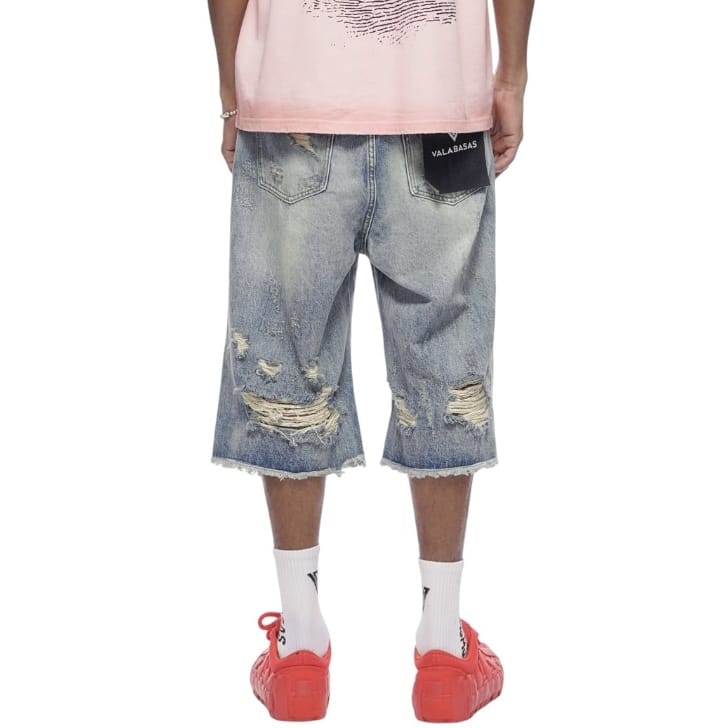 Valabasas Snapped Baggy Denim Shorts (Blue Washed) VLBS-VSH1-1002 - Image 4