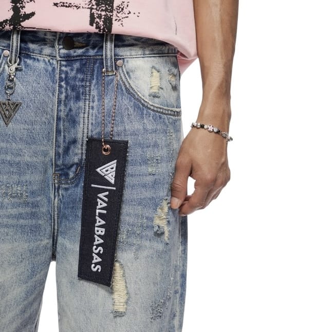 Valabasas Snapped Baggy Denim Shorts (Blue Washed) VLBS-VSH1-1002 - Image 5