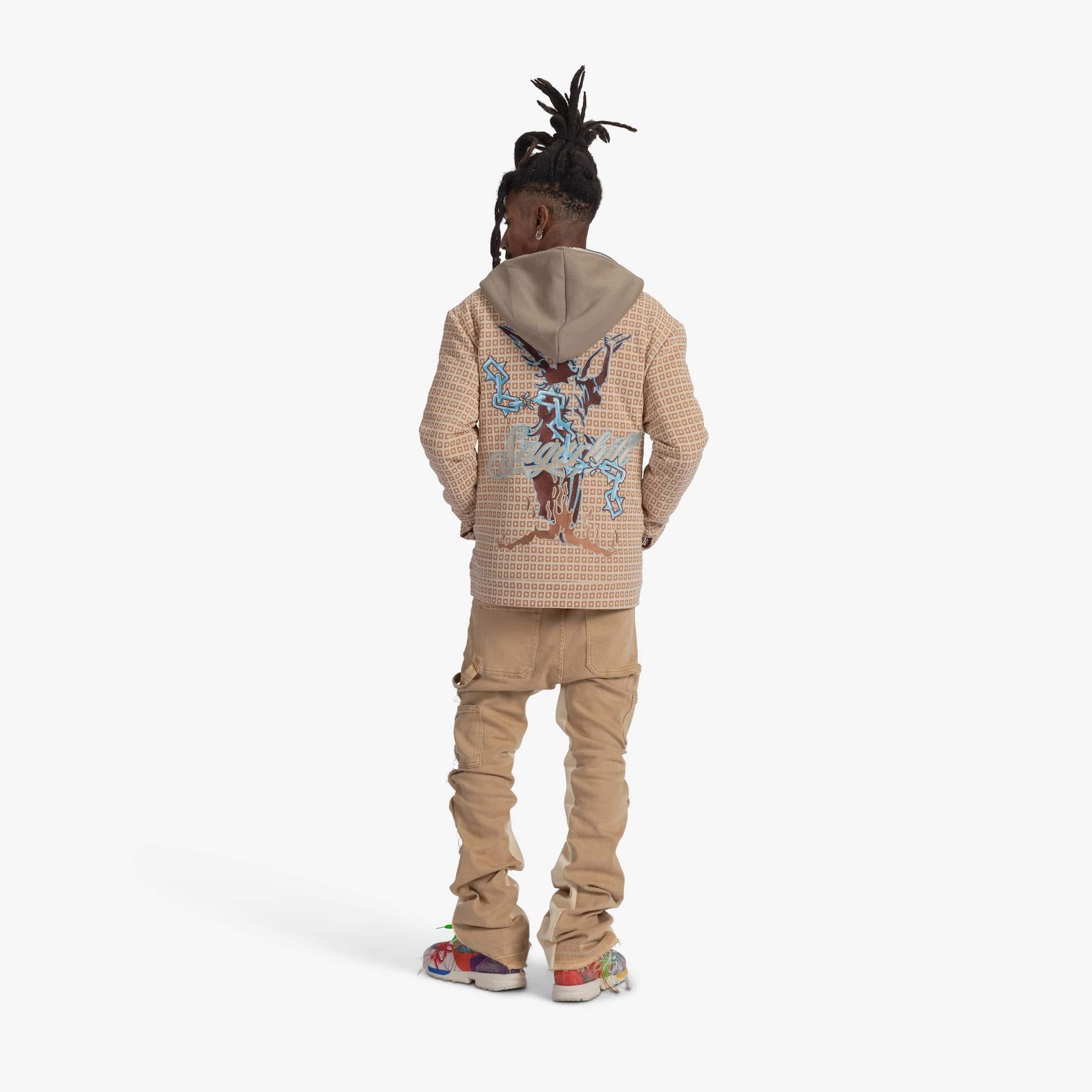 "Vexed" Hooded Jacket (brown jacquard) - Image 6