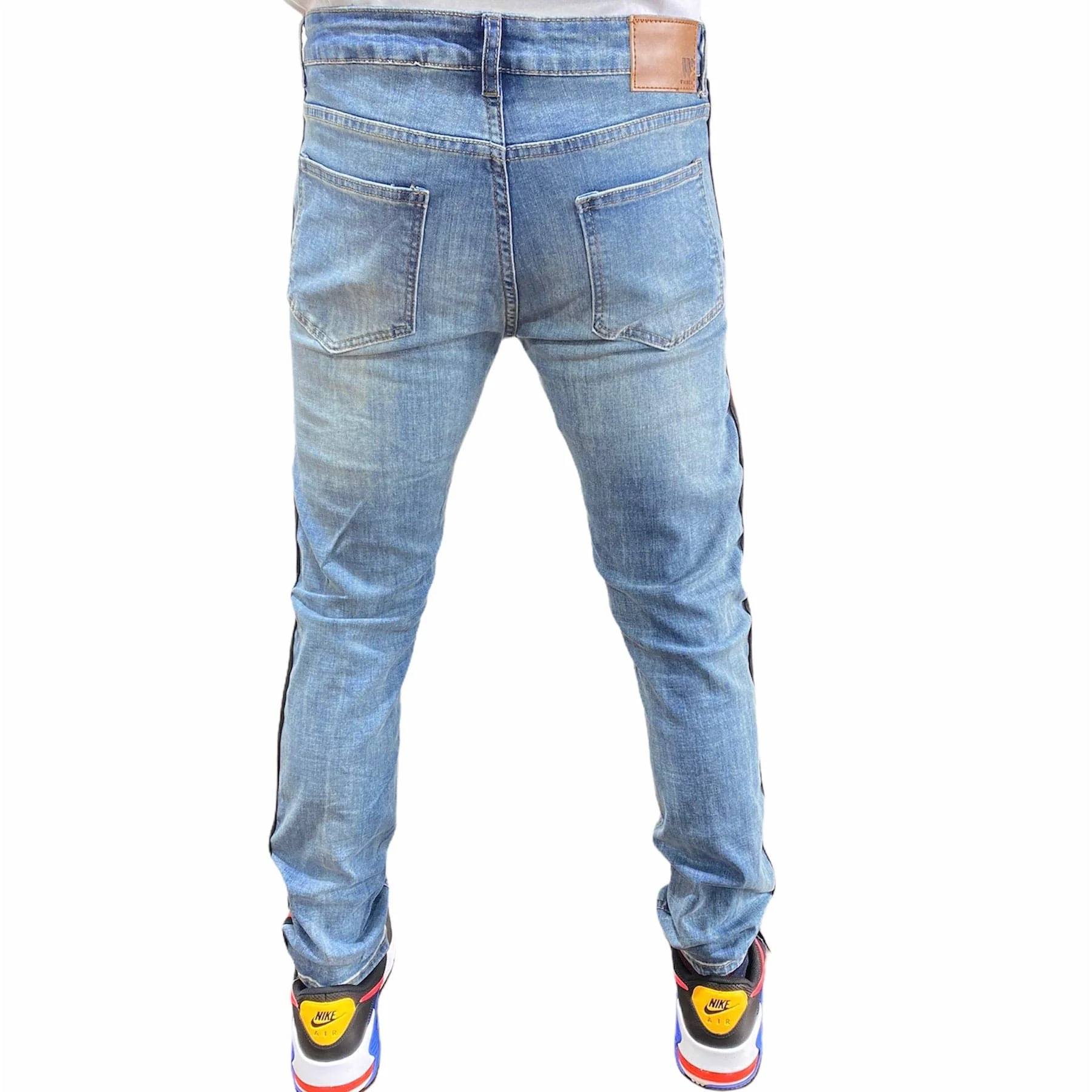 Waimea Rhinestones Patch Side Tape Denim Jeans (Blue Wash) M4963R1D - Image 4