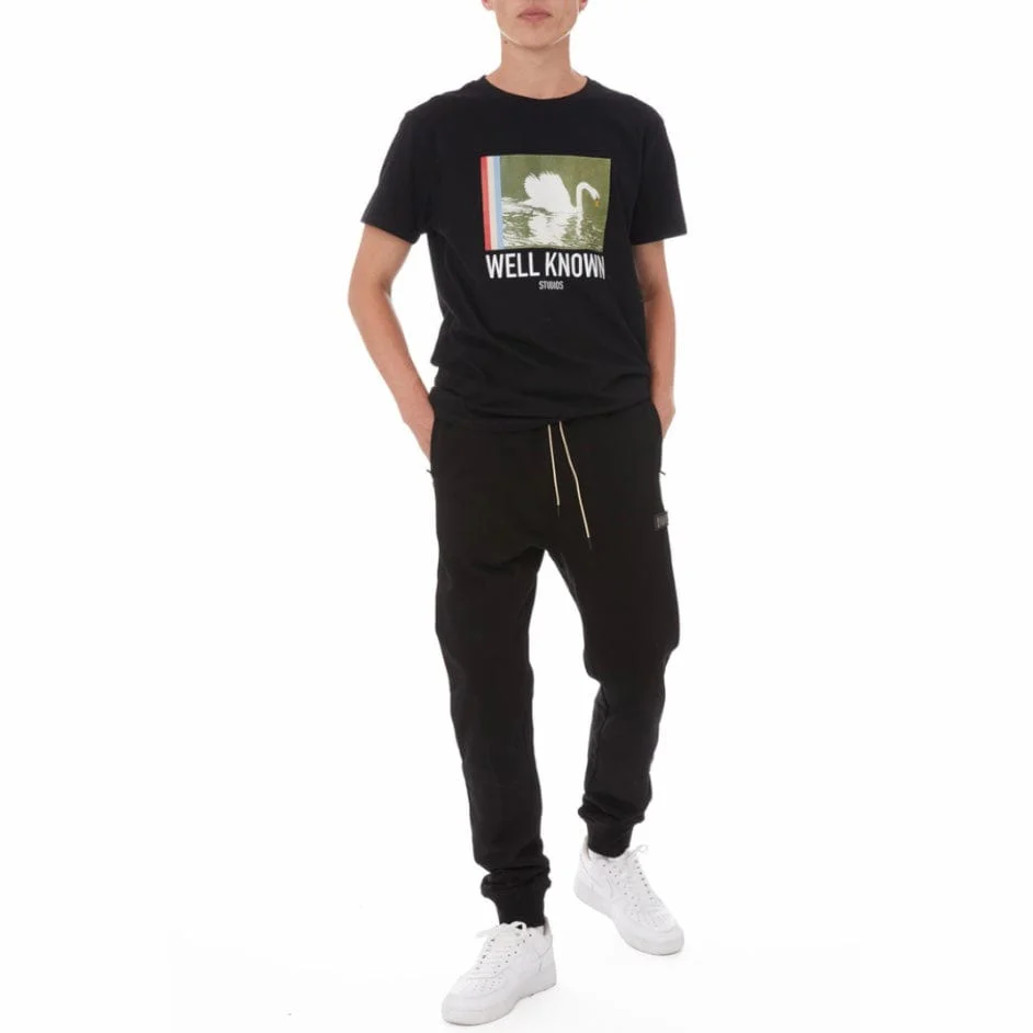 Well Known The Stripe Swan Tee (Black) 111-9201 - Image 5