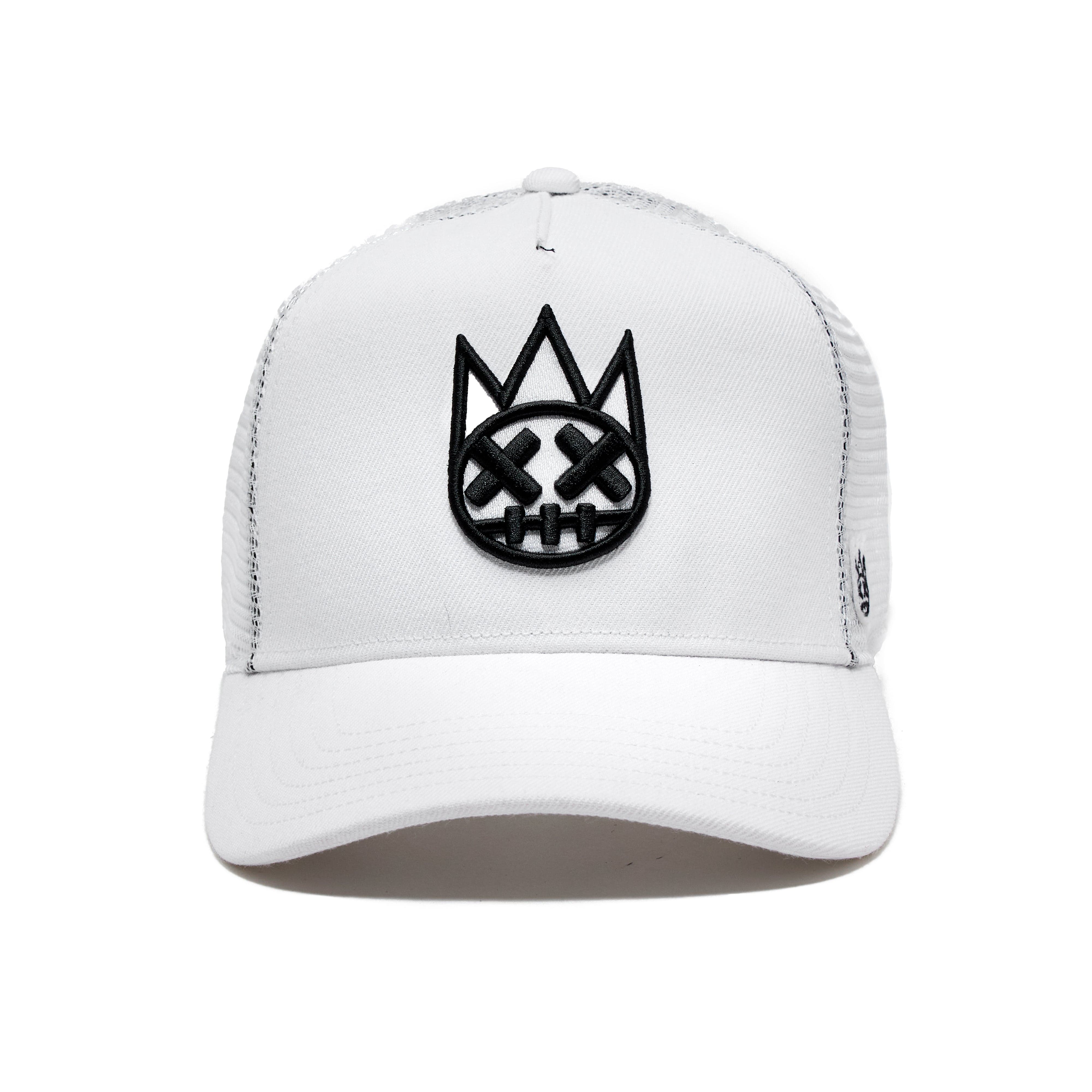 White Trucker Hat – Mesh Back, Curved Visor Cap