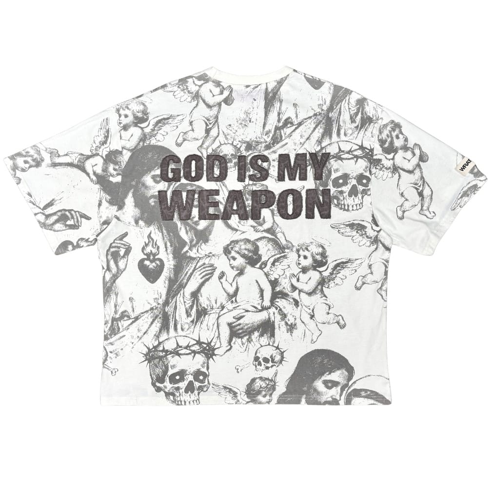 Wrathboy God Is My Weapon Tee (Off White) WB623-OFW - Image 2