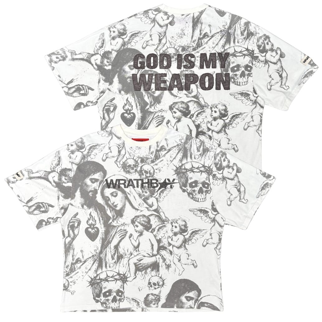 Wrathboy God Is My Weapon Tee (Off White) WB623-OFW - Image 4