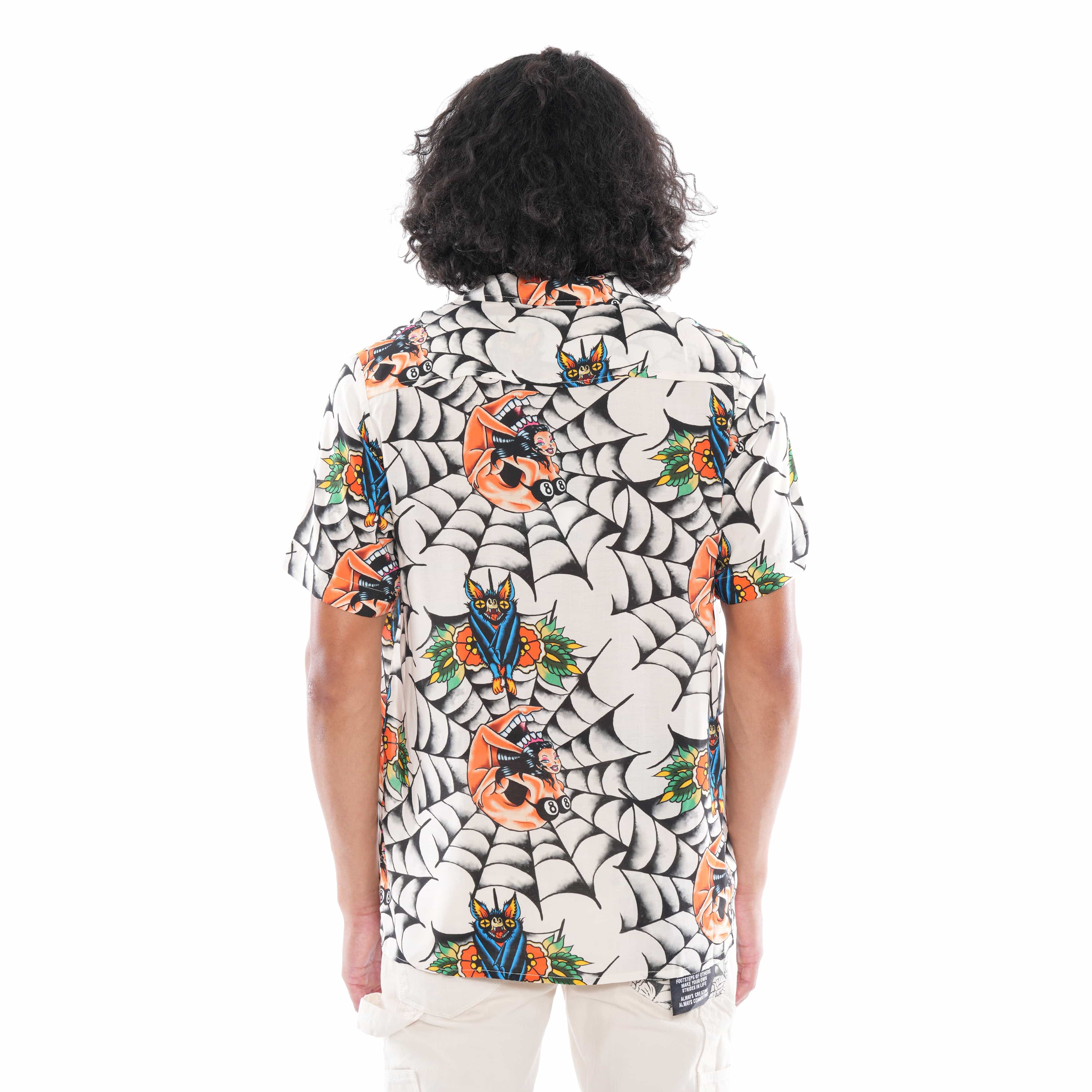 YAKUZA SHORT SLEEVE WOVEN SHIRT IN CREAM - Image 2