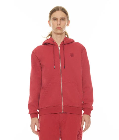 ZIP HOODY IN GARNET - Image 2